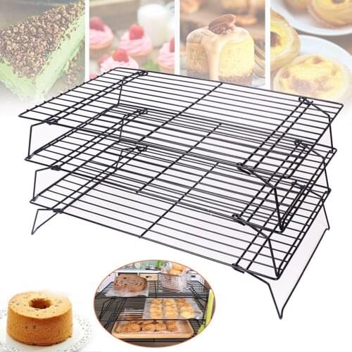 Stainless steel grid cooling tray 3-layer stackable biscuit cookie cake food rack kitchen food pastry baking grill