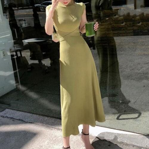 New Fashion Female Slim Dress Delicate Comfortable Polyester Short Sleeve Summer Sweater Office Retro Dresses for Women 2021