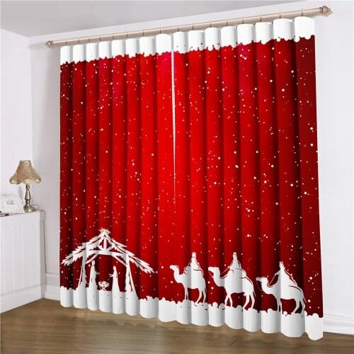 Christmas Window Drapes for Living Room Bedroom Christmas Eve 2 Panel Blackout Window Curtain Home Decor Curtain with Hooks
