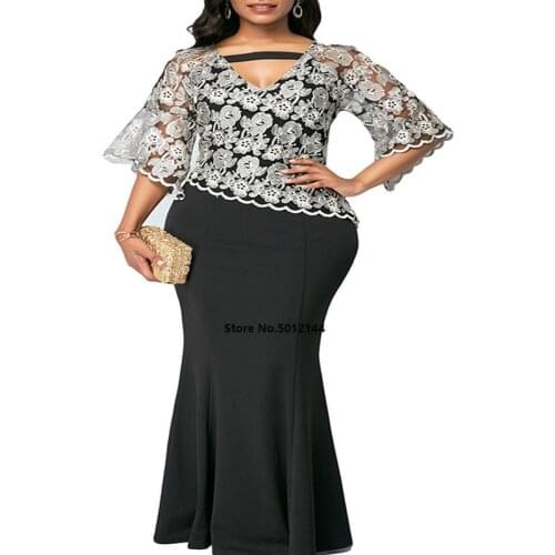 Spring Autumn African Dresses For Women 2020 Fashion Robe Long Dress Lace Bazin Vestidos Dashiki Party African Clothes