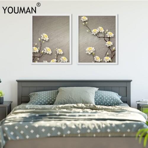 Nordic Frameless Poster Wallpaper Romantic Beautiful Flower Modern CanvasPainting Poster Print Art Wall Picture Childrens Room