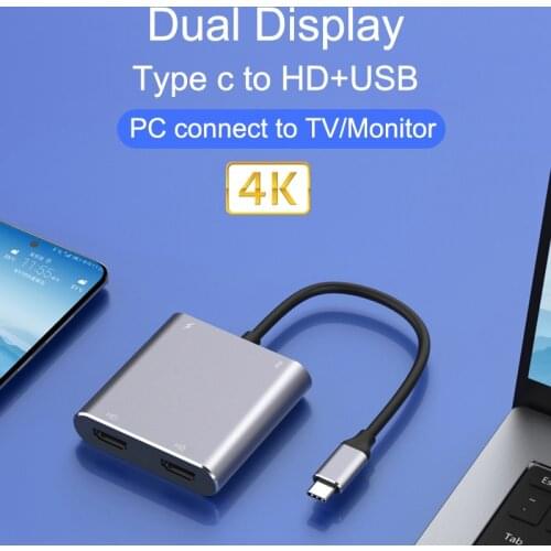 Type C To HDMI-compatible USB 3.0 Hub Dual Screen Display Splitter Video Converter 4k 1080P for Macbook Laptop Samsung LG To TV