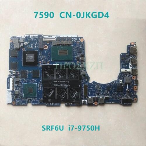 High quality FOR DELL 7590 CN-0JKGD4 0JKGD4 JKGD4 NBL-N15-MB SRF6U I7-9750H CPU GTX1650 wit100% Laptop motherboard working well