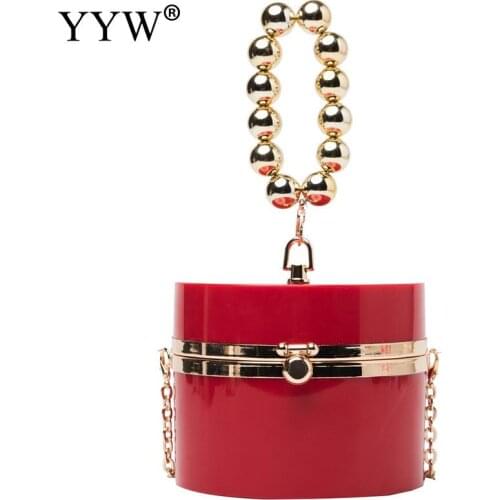 Women Bags 2021 New Fashion Acrylic Bag Fashion Beaded Handbag Chain Shoulder Messenger Bag Party Wedding Lady Evening Bag