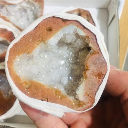Gold natural agate crystal hole cornucopia office furniture feng shui decorations 1pc