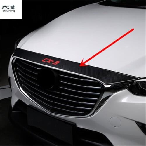 1pc carbon fiber PU leather for 2015-2019 Mazda CX-3 CX3 CX 3 DK car stickers car accessories Automobile car front HOOD cover