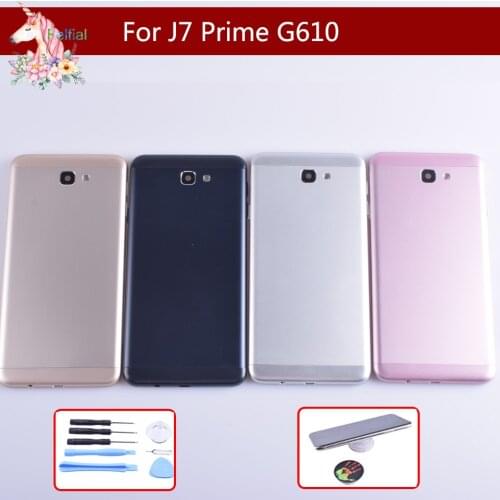 10pcs/lot Battery Cover Housing For Samsung Galaxy J7 Prime G610F G610 On7 2016 Back Cover Case Rear Door Replacement Parts+Logo