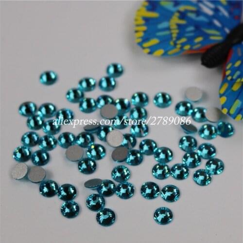 1440pcs Lake Blue / Aquamarine Non Hotfix Crystal Rhinestones For Nails Art Decoration SS3-SS20 Flatback Glue On Strass Stones
