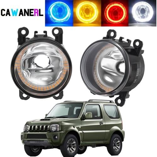 2 X Angel Eye Fog Light Assembly For Suzuki Jimny FJ 1998-2014 Car Front Bumper Halo Ring Fog Daytime Running Lamp DRL 20W 12V