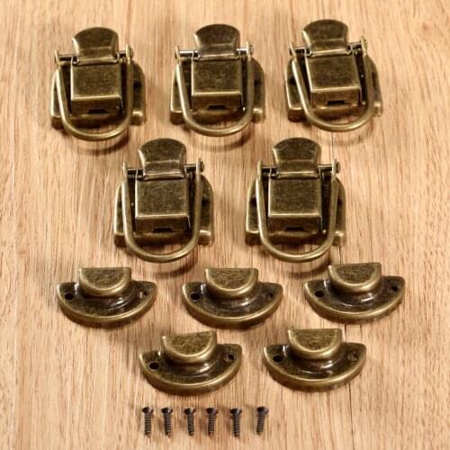 5Pc Antique Lock Wooden Jewelry Box Decorative Padlock 60x34mm Metal Hasps Latch With Screw Vintage Furniture Hardware
