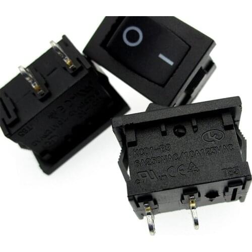 6Pcs Rocker Switch KCD1-B3 Power Switch 2 Feet 2 Files 6A250V 10A125VAC 21 * 15mm