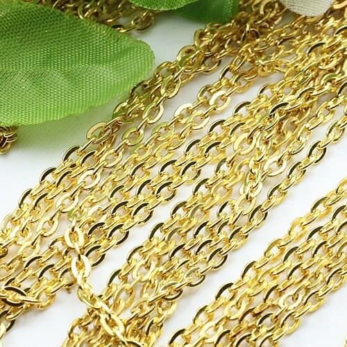 Free shipping!!!!100M/ Links-Opened Cable Flat Chains Findings 3x2mm