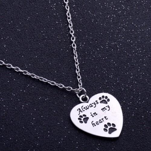 Bespmosp 24PC/Lot Wholesale Always In My Heart Love Dog Cat Paws Print Charm Pendant Necklace Family Best Friends Gift Women Men