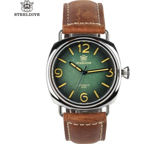 STEELDIVE 1936 Unique Californian Dive Watch 200m Sapphire Crystal Automatic Watches Men Self Wind 42mm Polish Steel Watch Man