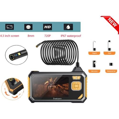 Dual Lens Digital Snake Scope Endoscope 8MM 10M Hard Wire Waterproof Object Searching Inspection Camera