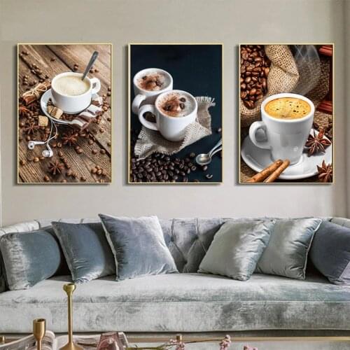 Nordic Decoration Chocolate Coffee Beans Breakfast Food Canvas Painting Wall Art Posters and Kitchen Room Decoration Cuadros