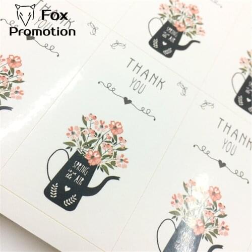 DIY Scrapbooking Thank You Floral Sealing Sticker for Cookie/Candy/Nuts/Party Gift Package,High Quality 60 X 35MM,60pcs/lot