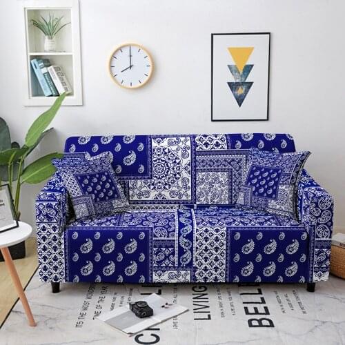 Boho Style Paisley Print Elastic Sofa Covers for Living Room Stretch Couch Cover Bohemian Sofa Slipcover Corner Sofa Cover