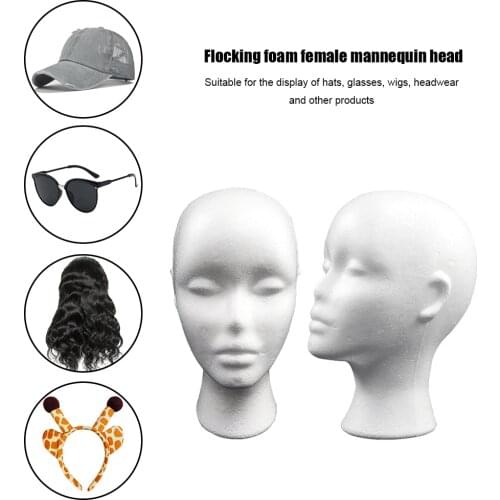 Foam Head Practical Dummy Female Head Model Mannequin White Polystyrene Styrofoam for Hat Hair Wigs Glasses Cap Holder Stand