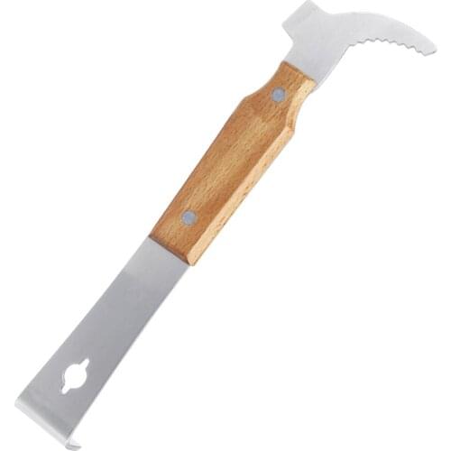 Beekeeping Bee Hive Tools J Type With Wooden Handle Cut Honey Knife Product Beehive Scraper For Beekeeper Supplies Equipment