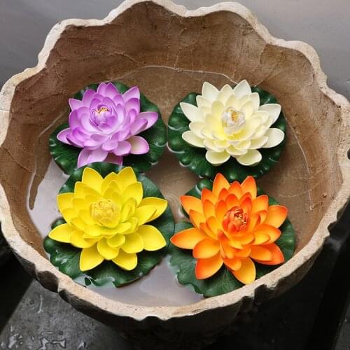 Artificial Lotus Simulation water lily flowers Pond Plant Ornament Floating Flower Home Garden Pond Decoration Floating Lotus