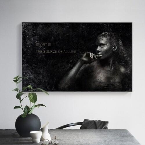 African Art Black Woman Sane Phrase Oil Painting on Canvas Cuadros Posters and Prints Scandinavian Wall Art Picture Home Decor