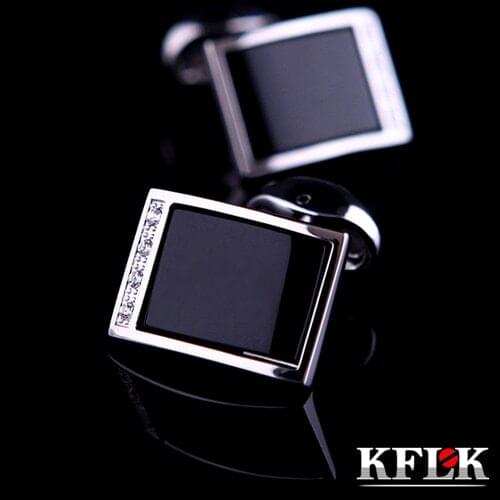 KFLK Luxury HOT shirt cufflinks for mens Gift Brand cuff buttons Crystal cuff link High Quality Black abotoaduras Jewelry