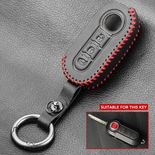 Leather Car Key Cover Case 3 Buttons Remote Auto Folding Flip Key Blanks Case for Fiat 500 Grande Punto Stilo 500x Panda Ducat