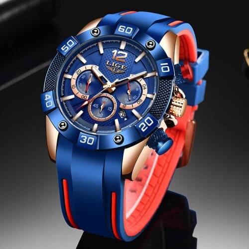 2020 LIGE Top Brand Luxury Mens Watches Silicagel Watch Male Military Sport Waterproof Watch Men Quartz Clock Relogio Masculino
