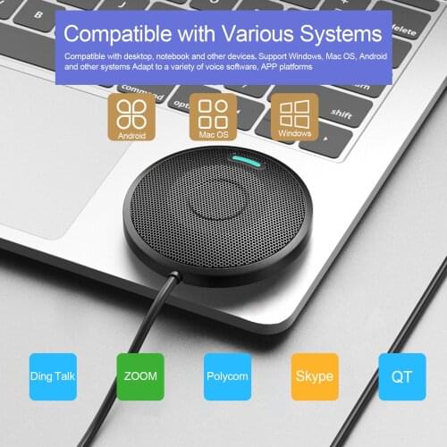 Conference Computer Microphone Omnidirectional Condenser Desktop Pick Up Wired Microphone Gravity Sensor Mute Function Plug&Play