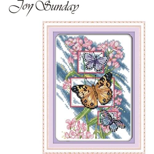 Joy Sunday Counted Cross Stitch Kits Butterfly Animal Crossing 14CT Canevas Broderie DMC Kit Aida Fabric Embroidery Needlework