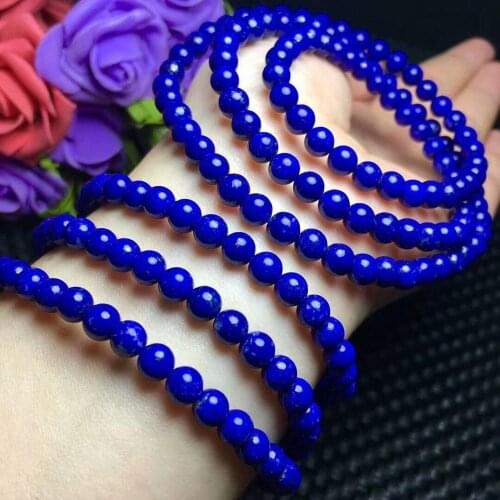 Natural Royal Blue Lapis Lazuli stone Bracelet AAA 5-4.5mm 3rows cx