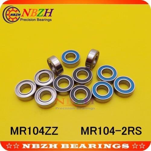 NBZH Free Shipping MR104ZZ ABEC-5 4X10X4 mm Deep groove Ball Bearings high quality ABEC-5 Z2 10pcs/lot MR104 RS MR104-2RS