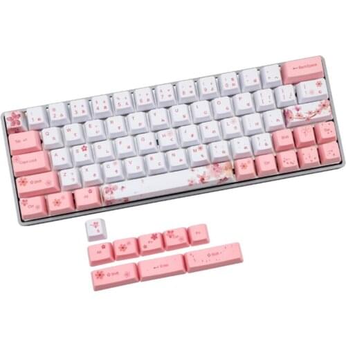 OEM PBT Cherry Blossom Keycap Keyboard Keycaps Dye-Sublimation Korean Japanese Drop Shipping