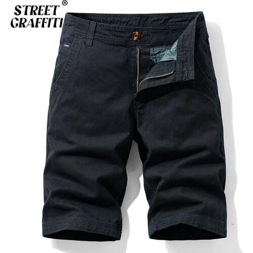 GRAFFITI Summer Men Cotton Solid Mens Shorts Clothing 2021 New Spring Casual Short Business Fashion Social For Beach Pants