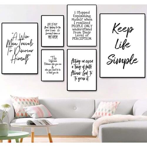 Nordic Black White Phrases Quotes Poster Canvas Print Painting Wall Art Living Room Home Decoration