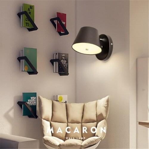 Nordic modern minimalist bedside wall lamp can rotate LED bedroom creative indoor living room aisle wall lamps