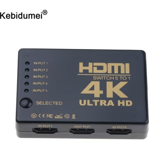 Ultra HD 4K Splitter 1x5 Port 3D 4K*2K Video Switch HDMI-compatible Switcher 1 Input 5 Output HUB with IR Remote Control