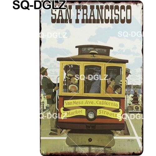 [SQ-DGLZ] SAN FRANCISCO City Vintage Metal Signs Home Decor Tin Signs Pub Plates Metal Crafts Painting Plaques Art Poster