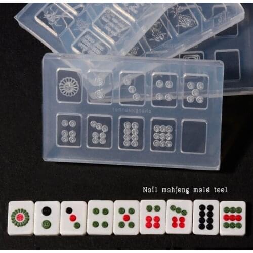 Super Mini Chinese Mahjong Earrings Pendant Resin Mold Silicone Get Rich Mahjong Nail Mould Mahjong Resin Craft Tools