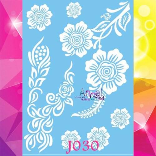 1PC Big Size 15*21CM Henna Temporary Tattoo Stickers For Wedding Women AJ30 Lace Flower Waterproof Tattoo White Color Arm Tattos