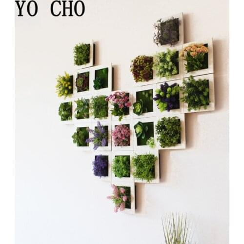 YO CHO Artificial Flowers Succulent Plant Frame 3D Removable Harmless Wall Art Frame Living Room Wedding Party Home Decor Plants