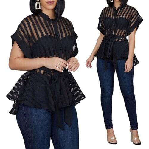 2020 Summer Autumn New Women Tee Party Jumper Lady Mesh Blouse Shirts Pullover Top Plus Size