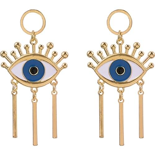ZHINI New Punk Demon Devil Eye Tassel Earrings for Women Simple Personality Gold Color Long Earring Fashion Jewelry 2020 brincos