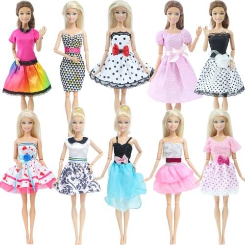 10 Set/Lot Fashion Design Mix Style Dress Evening Party Gown Daily Casual Wear Clothes for Barbie Doll Accessories Outfit Toy