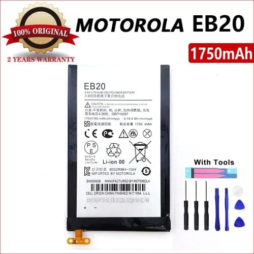 100% Original Battery EB20 1750mAh for Motorola XT910 XT912 MB886 DROID RAZR MT917 MT887 XT885 XT889 phone Free gift tools