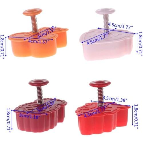 4Pcs Craft Cutter Plunger Mold Fruit Mould Fondant Sugarcraft Cake Cookie Decorating Tools Set