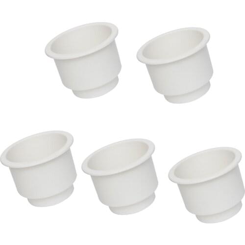 5 Pieces White No Holes Recessed Cup Drink Holder For Marine Boat Car RV