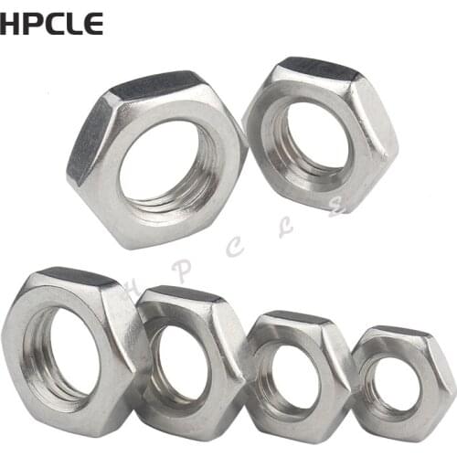 5pcs/Lot DIN439 hex thin nut M10 m12 M14 M16 M18 304 Stainless Steel Hexagonal Nut Thin Hex Nuts