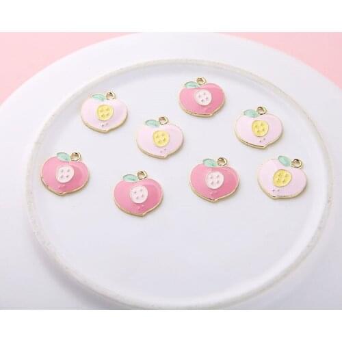 6pcs Japanese Sweet Lovely Peach Cat Earring Alloy Oil Drop Pendant Diy Cartoon Earrings For Women Girls Accessories Materials